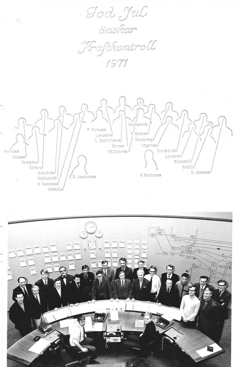 Christmas card with the Power Control staff from 1971 Christmas card with the Power Control staff from 1971