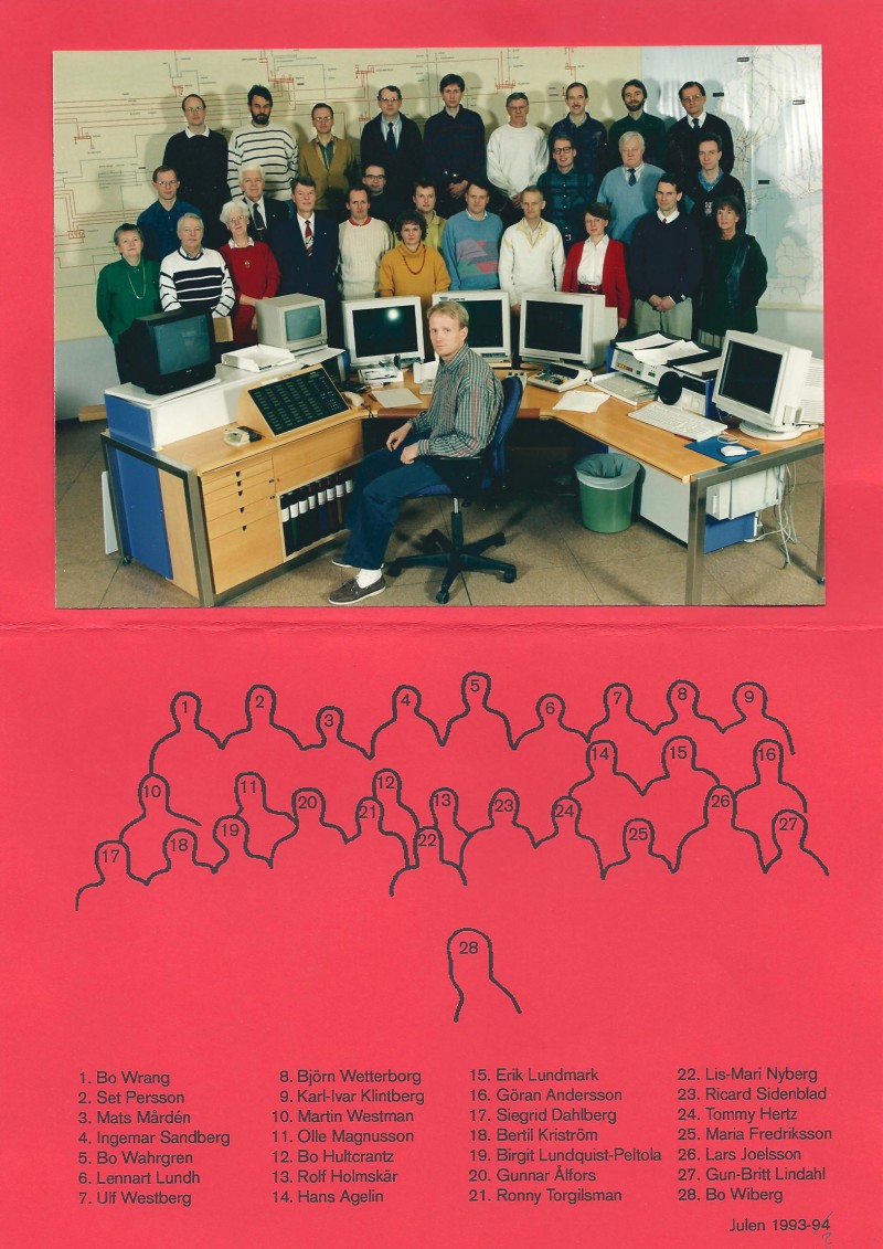 Christmas card with the Power Control personal from 1993 Christmas card with the Power Control personal from 1993