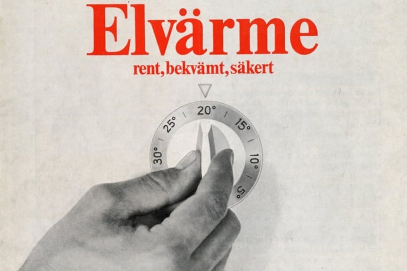 The cover of a brochure about electric heating, by Statens Vattenfallsverk.