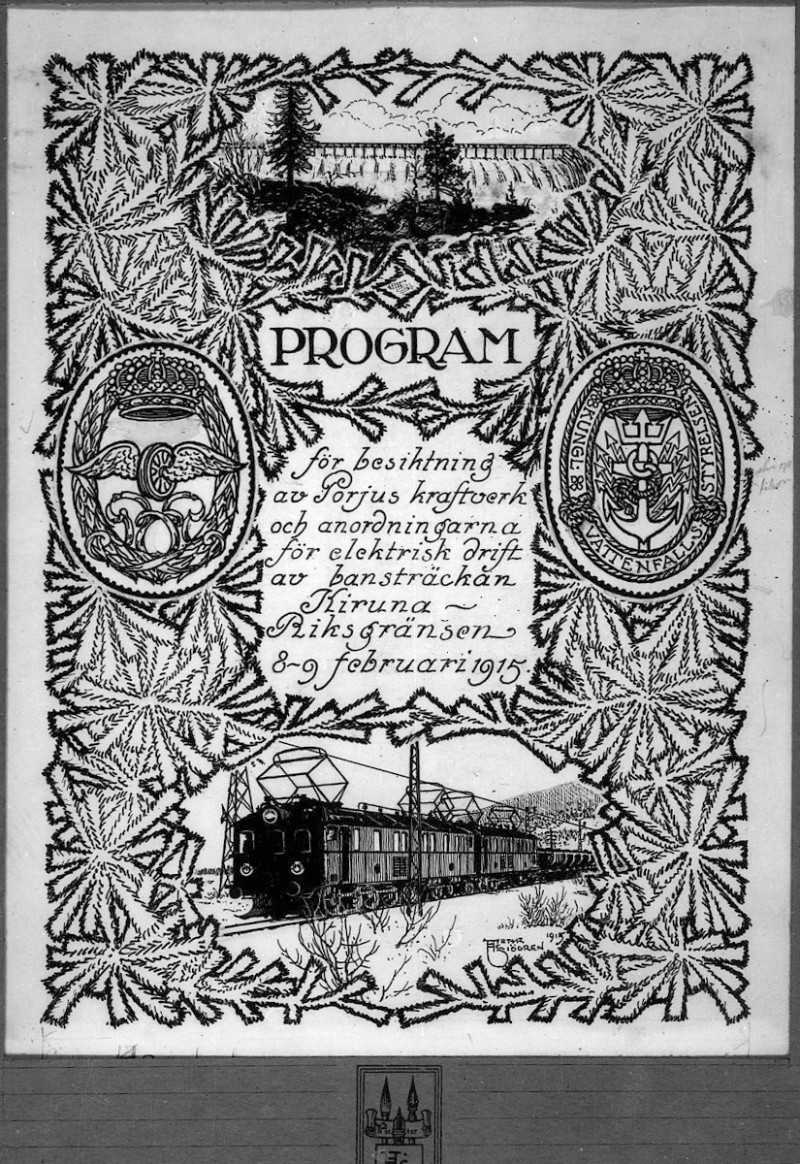 Program from the inauguration of electricity from Porjus power plant to the railway